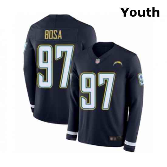 Youth Los Angeles Chargers 97 Joey Bosa Limited Navy Blue Therma Long Sleeve Football Jersey